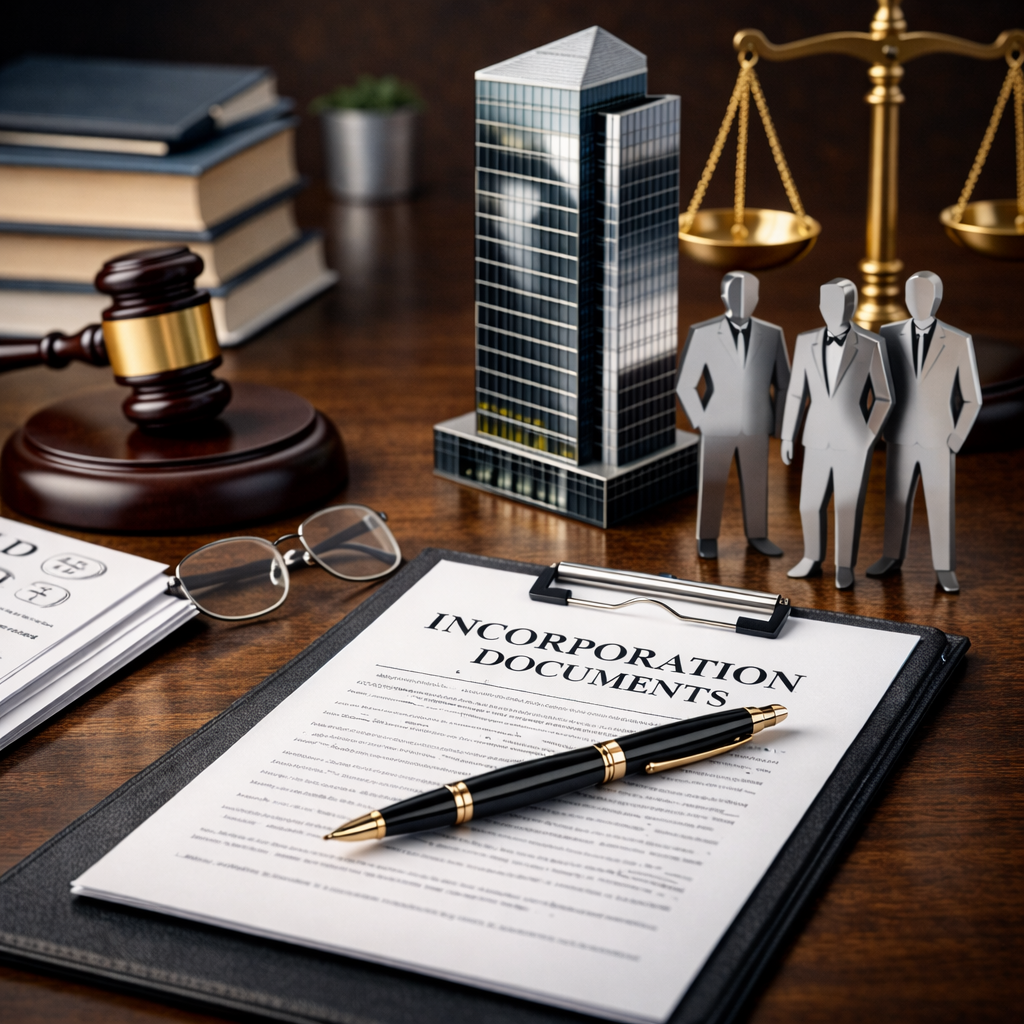 imagen de edificio y contrato corporativo