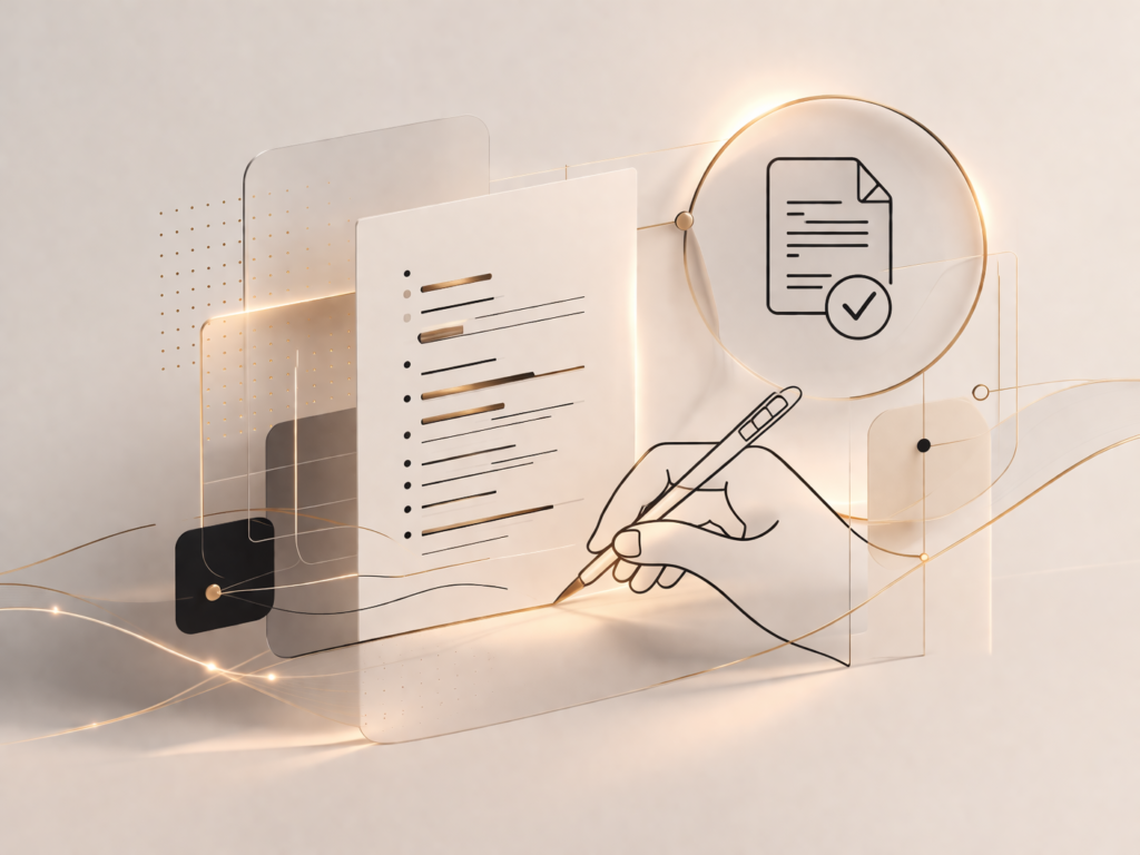 foto de contratos y mano diseñados en el futuro con dorado y negro