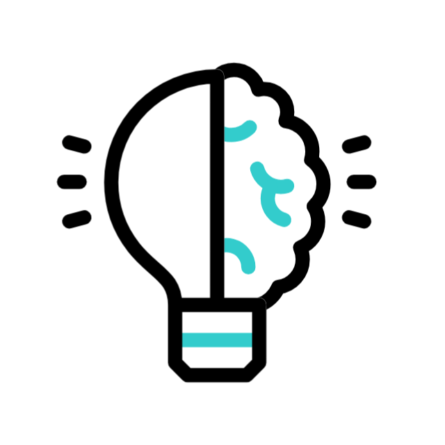 innovación icono de cerebro con bombilla